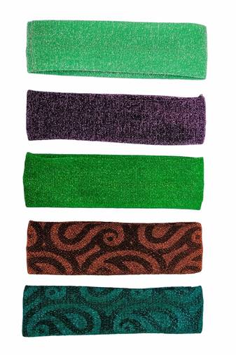 Multicolor Glitter Elastic Hairband Pack of 5