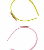  Cute Plastic Doll Anime Pink & Yellow Hairband Set of 2