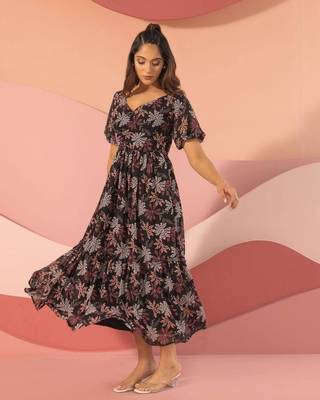 Women Floral print georgette Maxi dress  1