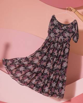 Women Floral print georgette Maxi dress  3