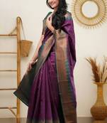Mukhita woven wine kanjivaram silk saree
