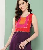 Burgundy yoke design sequined kurta