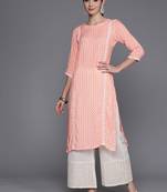Abstract printed pure cotton kurta with lace detail