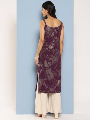 Floral foil printed crepe kurta 4
