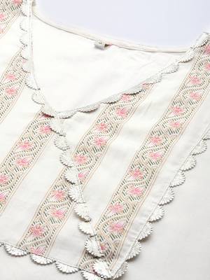 Off white pure cotton printed flared sleeve kaftan kurta 2