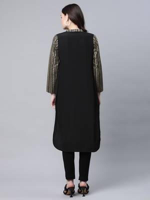 Black & gold print cowl style kurta 2