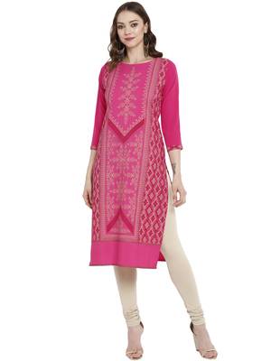 Pink printed straight kurta 2