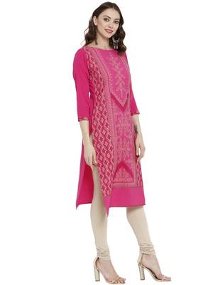 Pink printed straight kurta 5