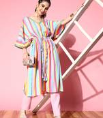 Multi colour candy stripes kaftan kurta