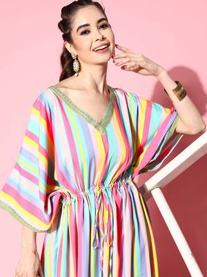 Multi colour candy stripes kaftan kurta 2