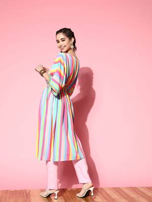 Multi colour candy stripes kaftan kurta 5