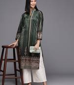 Green geometric printed gotta patti velvet kurta
