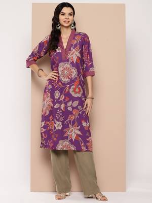 Ahalyaa women floral printed crepe kurta 1