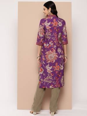 Ahalyaa women floral printed crepe kurta 3