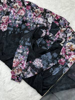 Organza Silk Fabric Fully Flair With Canvas Patta Attached Padded And Zipper Gown, Dupatta And Pent 10