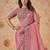 Pink banarasi crush silk embroidered saree with unstitched blouse piece