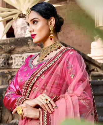 SKY BLUE RESHAM & ZARI EMBROIDERED SATIN DESIGNER BRIDAL WEDDING & PARTY WEAR FESTIVAL SEMI STITCHED LEHENGA 2