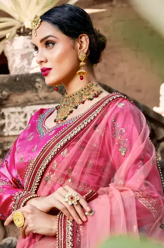 SKY BLUE RESHAM & ZARI EMBROIDERED SATIN DESIGNER BRIDAL WEDDING & PARTY WEAR FESTIVAL SEMI STITCHED LEHENGA