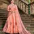 PEACH RESHAM EMBROIDERED SATIN DESIGNER BRIDAL WEDDING & PARTY WEAR FESTIVAL SEMI STITCHED LEHENGA
