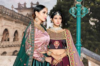 TURQUOISE RESHAM EMBROIDERED SATIN DESIGNER BRIDAL WEDDING & PARTY WEAR FESTIVAL SEMI STITCHED LEHENGA 2