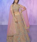 MAUVE HEAVY EMBROIDERED GEORGETTE DESIGNER BRIDAL WEDDING & PARTY WEAR FESTIVAL SEMI STITCHED LEHENGA