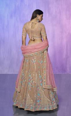 MAUVE HEAVY EMBROIDERED GEORGETTE DESIGNER BRIDAL WEDDING & PARTY WEAR FESTIVAL SEMI STITCHED LEHENGA 4