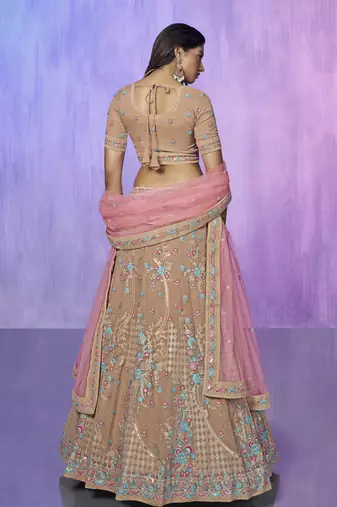 MAUVE HEAVY EMBROIDERED GEORGETTE DESIGNER BRIDAL WEDDING & PARTY WEAR FESTIVAL SEMI STITCHED LEHENGA