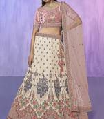 WHITE HEAVY EMBROIDERED GEORGETTE DESIGNER BRIDAL WEDDING & PARTY WEAR FESTIVAL SEMI STITCHED LEHENGA