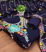 Women's blue unstitched sequence work georgette dress material 