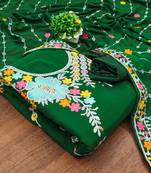 Women's green unstitched sequence work georgette dress material