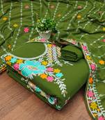 Women's mehandi unstitched sequence work georgette dress material 