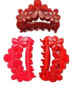 9 blings floral multicolor set of 3 hair clutcher