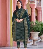 Dark Greengeorgette Sequince Salwar Suit