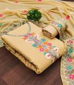 Women's beige unstitched sequence work georgette dress material 