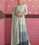 Sky Blue With Sequins Work Designer Georgette Suit