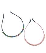  Beaded Multicolor & Baby Pink Set of 2 Hairband
