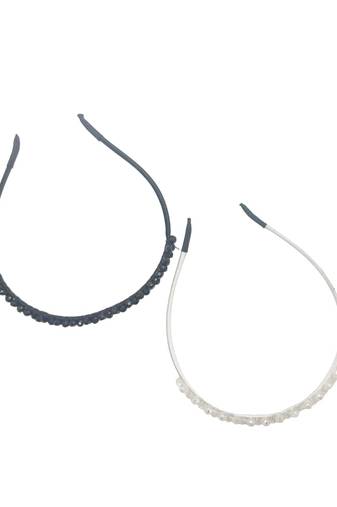  Beaded Multicolor Grey & White Set of 2 Hairband