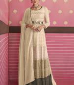 Beige With Sequins Work Designer Georgette Suit