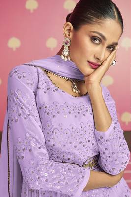 Mauve With Sequins Work Designer Georgette Suit 2