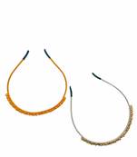  Beaded Golden & White Set of 2 Hairband