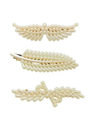 White Pearl Multi Shapes Set of 3 Hairclip 1