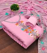 Women's pink sequence work georgette dress material