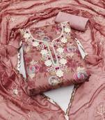 Women's light purple unstitched handwork modal banarasi jacquard dress material 