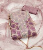 Women's multi unstitched sequence work organza dress material