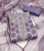 Women's multi unstitched sequence work organza dress material