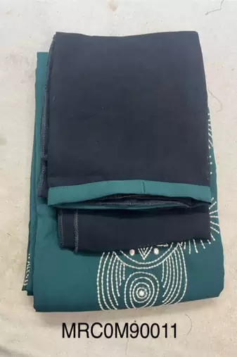 Bottle Green Crepe Embroidered Irani Kaftan Abaya With Hijab