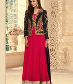Red georgette semi stitched party jacket anarkali