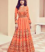 Peach mulberry silk semi stitched party anarkali suit