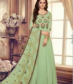 Green georgette semi stitched wedding anarkali shalvar