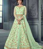 Green net semi stitched wedding lehenga dress